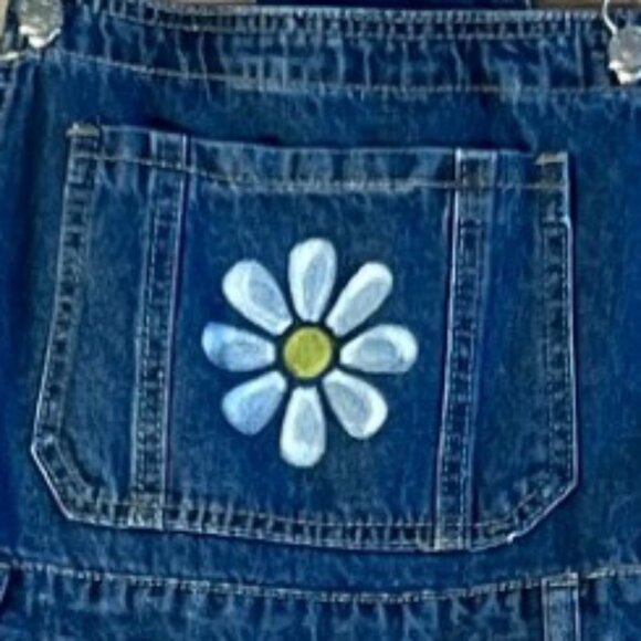 Custom Hand-Painted Daisy Denim Overalls – One of a Kind - Picture 3 of 3